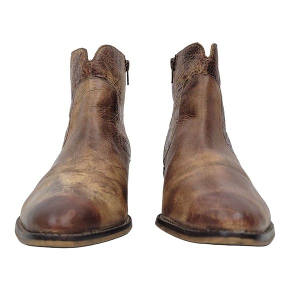 Diba True Walnut Grove Distressed Leather Ankle Boots Womens 9 Stacked Heel - Picture 4 of 12